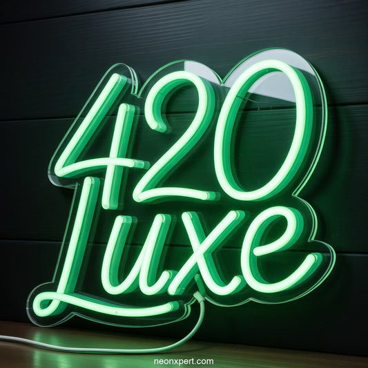420 Luxe weed neon sign glowing light - NeonXpertSmallWhite