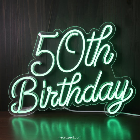 50th Birthday Neon Light for Party Decor - NeonXpertSmallWhite