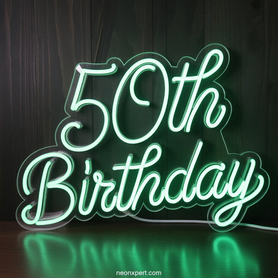 50th Birthday Neon Light for Party Decor - NeonXpertSmallWhite