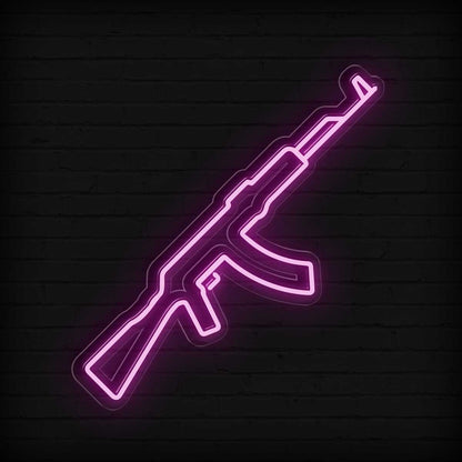 pink gun led neon sign