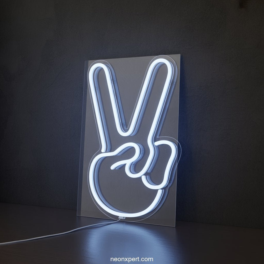 Animated Horns / Peace Sign LED Neon Light - NeonXpertSmallWhite