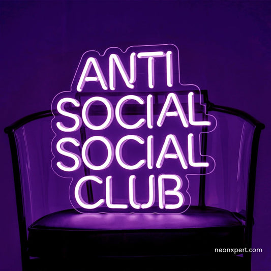 Anti Social Social Club Neon Sign for Man Cave | Trendy Wall Decor - NeonXpert12 x 12 inPurple