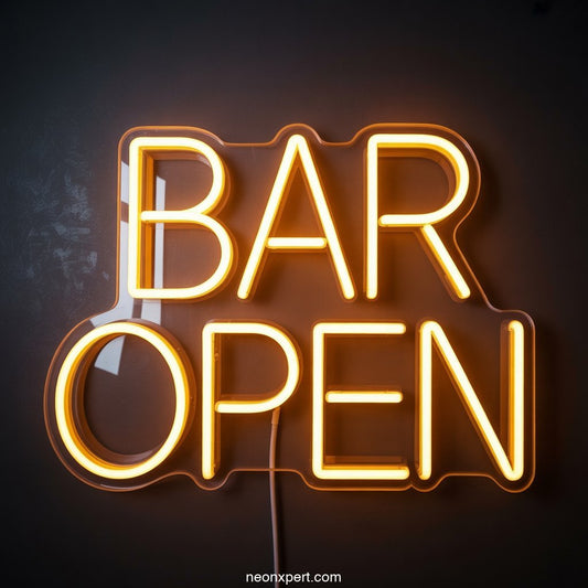 Bar Open Neon Sign for Home Bar Decor - NeonXpertSmallWhite