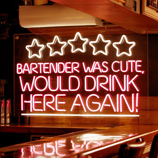 Bartender Was Cute Neon Sign Light | Funny Bar Signs For Home, Wedding - NeonXpert30 x 20 inYellow