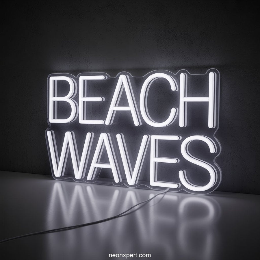 Beach Waves LED Light Sign Neon Art Neon Sign - NeonXpertSmallWhite