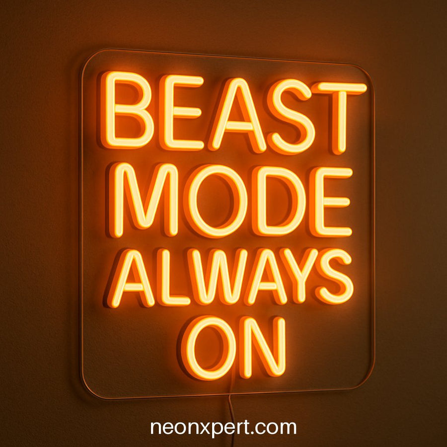 Beast Mode: Always On | Gym Neon Sign for Fitness Enthusiasts - NeonXpertSmallWhite
