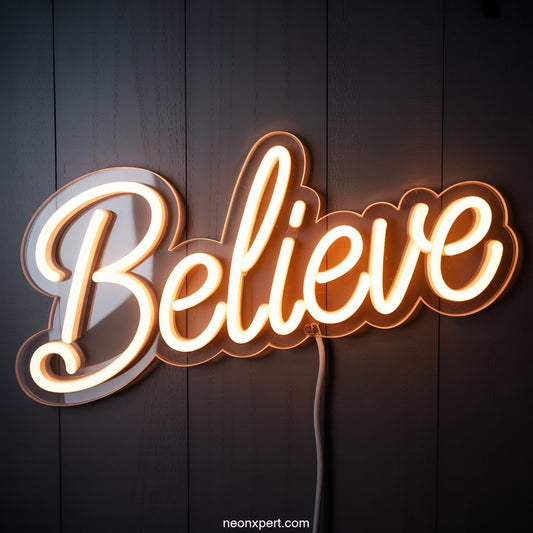 Believe Neon Sign Home Decor - NeonXpertSmallWhite