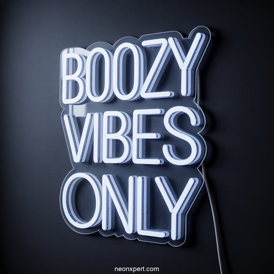 Boozy Vibes Only Neon Sign Bar Display - NeonXpertSmallWhite