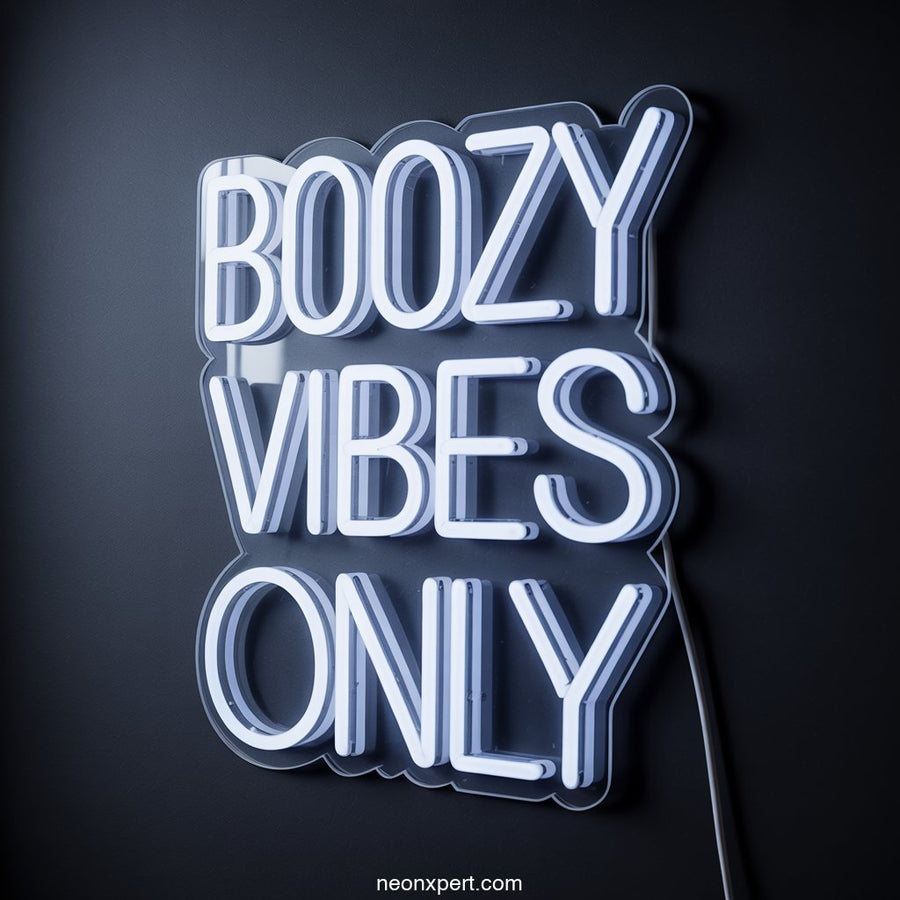 Boozy Vibes Only Neon Sign Bar Display - NeonXpertSmallWhite