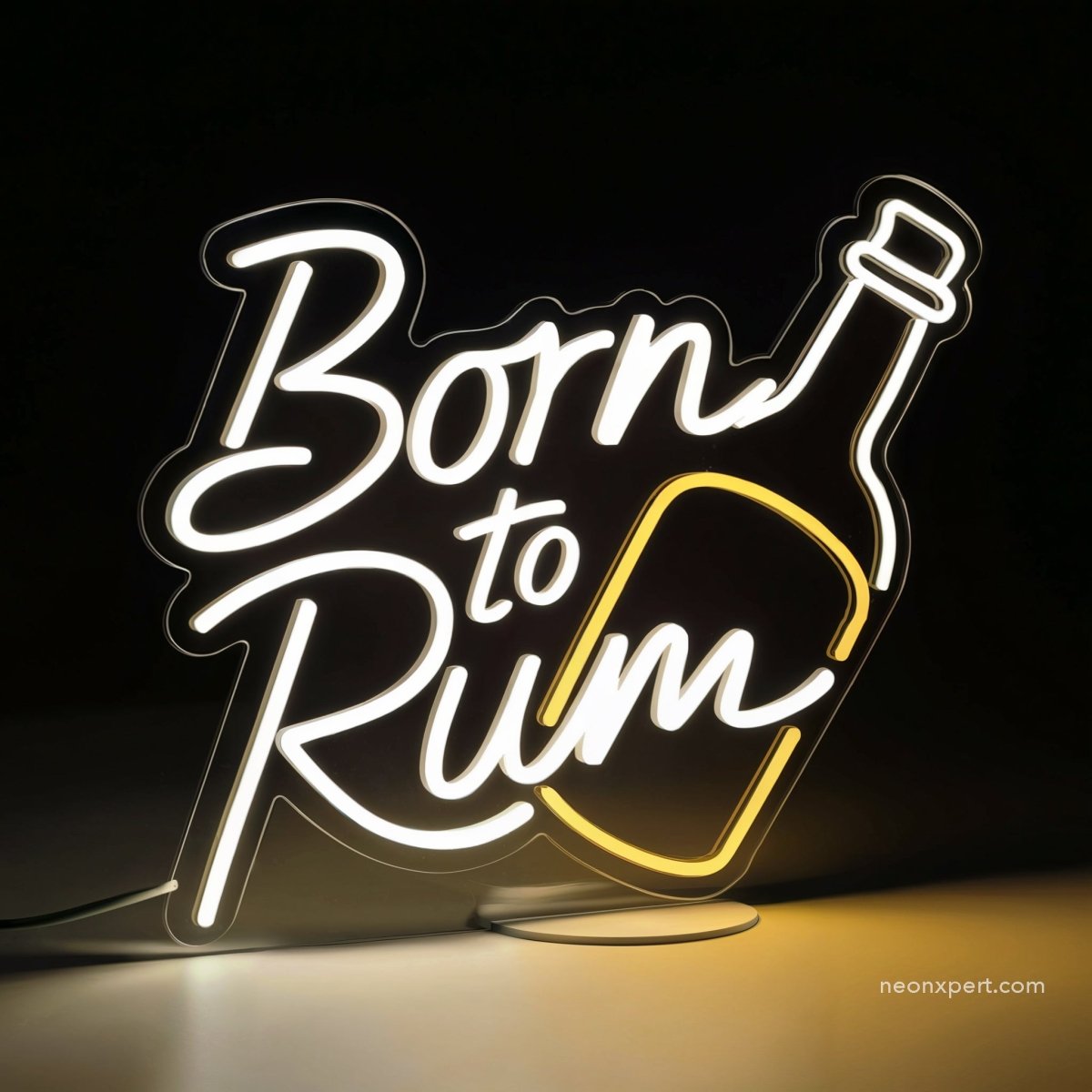 Born To Rum Bar Neon Sign Wall Decor | Unique Drinking Gift Rum Decor - NeonXpert12 x 12 inYellow