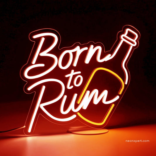 Born To Rum Bar Neon Sign Wall Decor | Unique Drinking Gift Rum Decor - NeonXpert12 x 12 inYellow