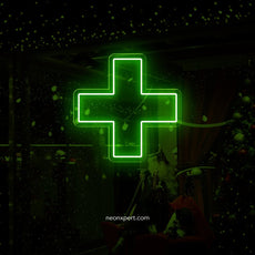 Cannabis Neon Green Cross Sign for Sale - NeonXpert6 x 6 in (USB)