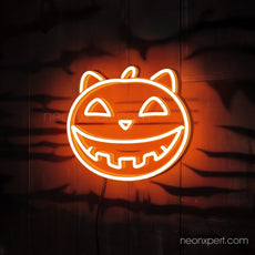 Cat Jack - O - Lantern LED Neon Sign | Halloween Party Decor - NeonXpert