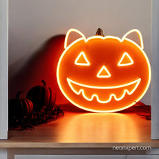 Cat Jack - O - Lantern LED Neon Sign | Halloween Party Decor - NeonXpert