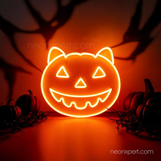 Cat Jack - O - Lantern LED Neon Sign | Halloween Party Decor - NeonXpert