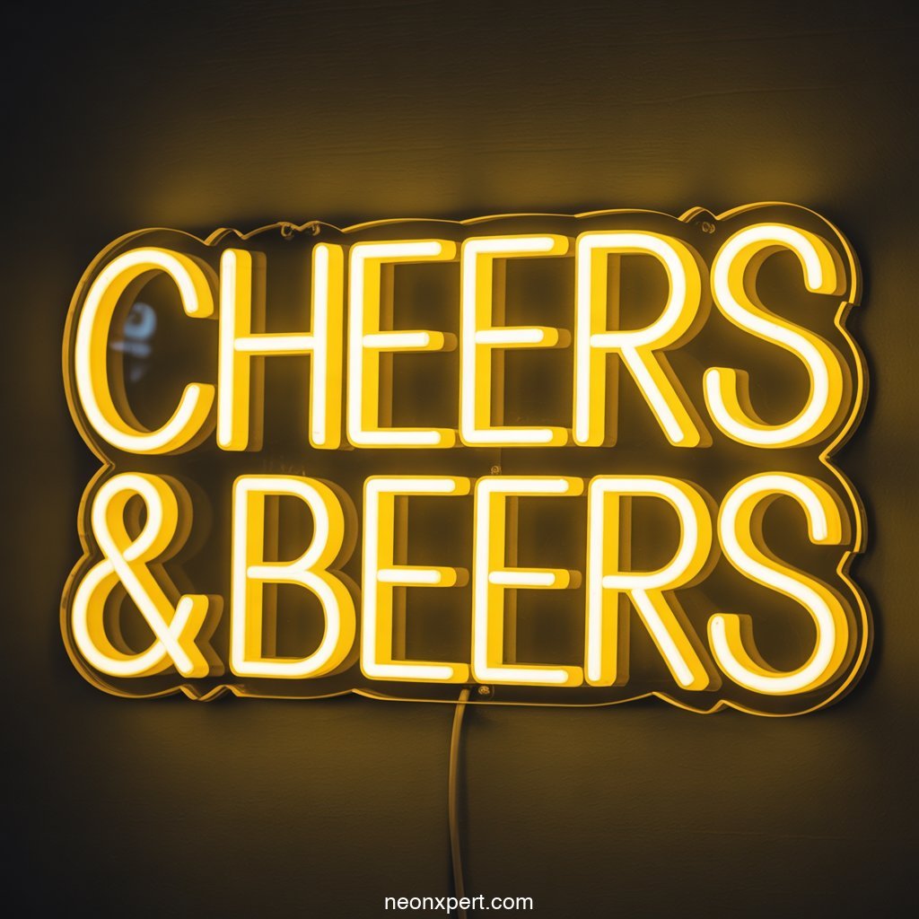 Cheers & Beers Neon Sign for Home Bar Decor - NeonXpertSmallWhite