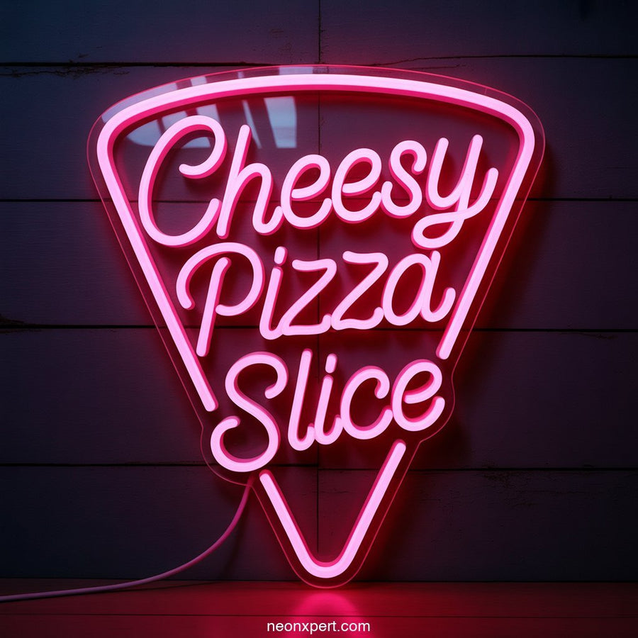 Cheesy Pizza Slice Neon Light for Restaurant Decor - NeonXpertSmallWhite