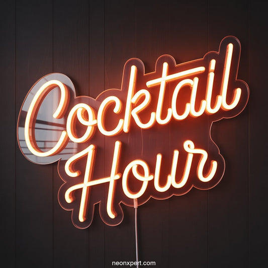 Cocktail Hour Neon Sign for Bar Decor - NeonXpertSmallWhite