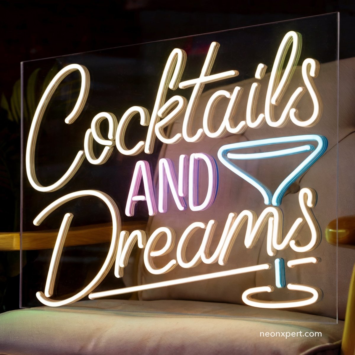 Cocktails and Dreams Neon Sign Light | Vibrant LED Bar Decor - NeonXpert18 x 16 inOrange