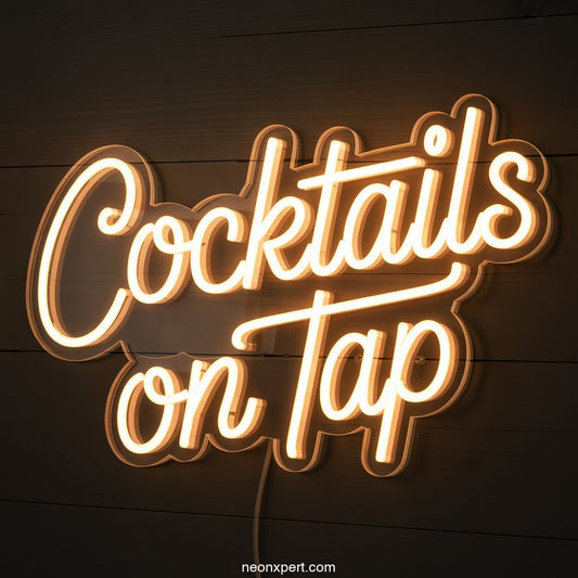 Cocktails on Tap Neon Sign Bar Decor - NeonXpertSmallWhite