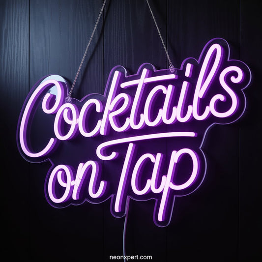 Cocktails on Tap Neon Sign for Party Decor - NeonXpertSmallWhite