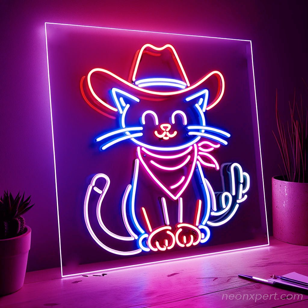 Cowboy Cat Neon Sign - NeonXpert