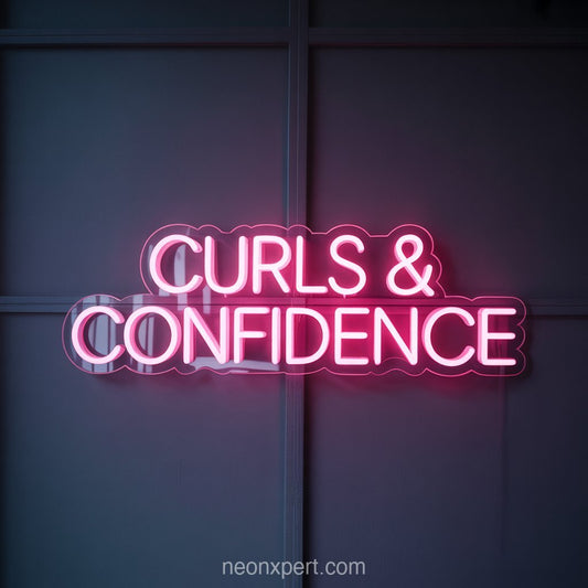 Curls & Confidence | Empowering Neon Light for Beauty Salon Decor - NeonXpertSmallWhite