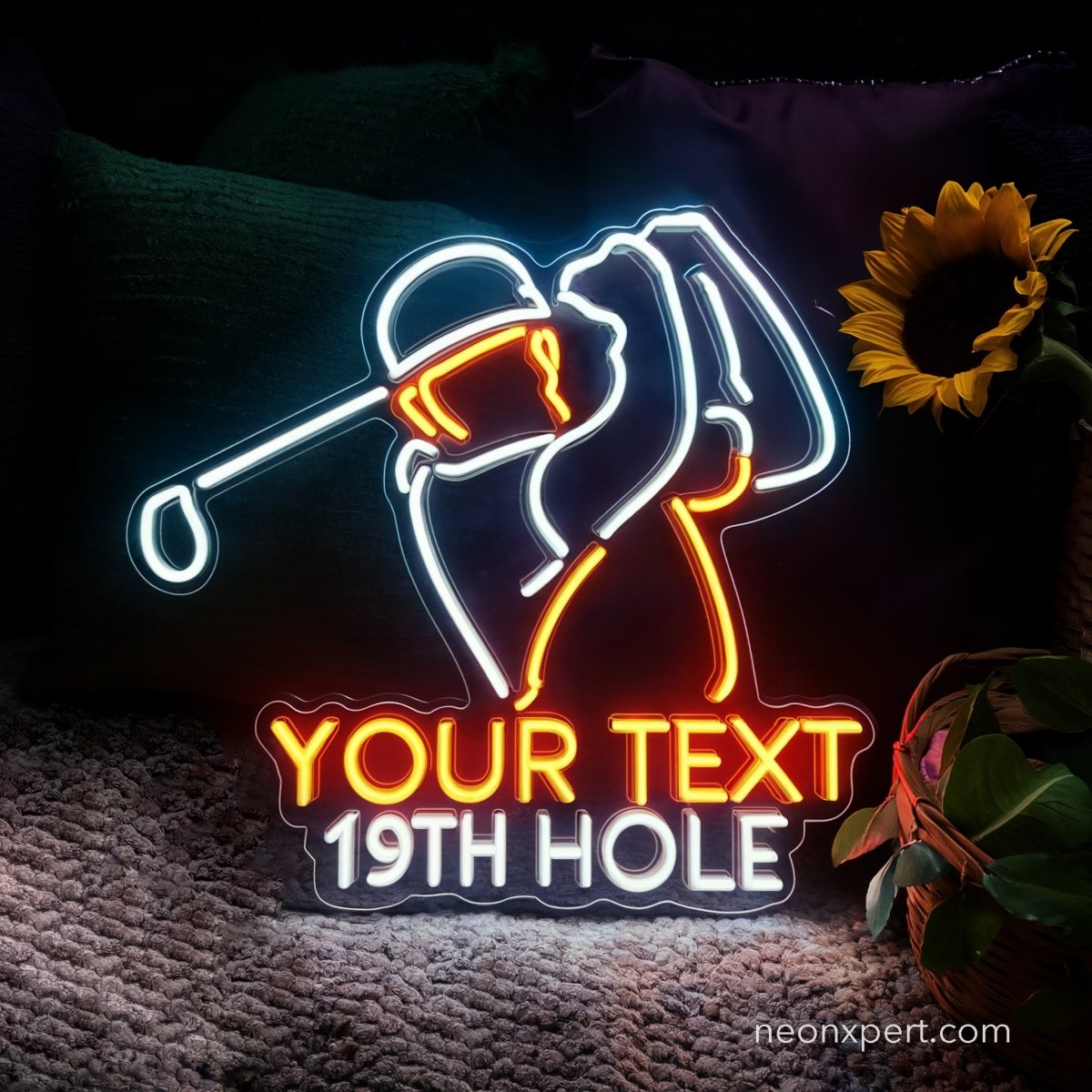 Custom 19th Hole Golf Neon Sign | Personalized Golf Lovers Gift Decor - NeonXpert18 x 18 inRed