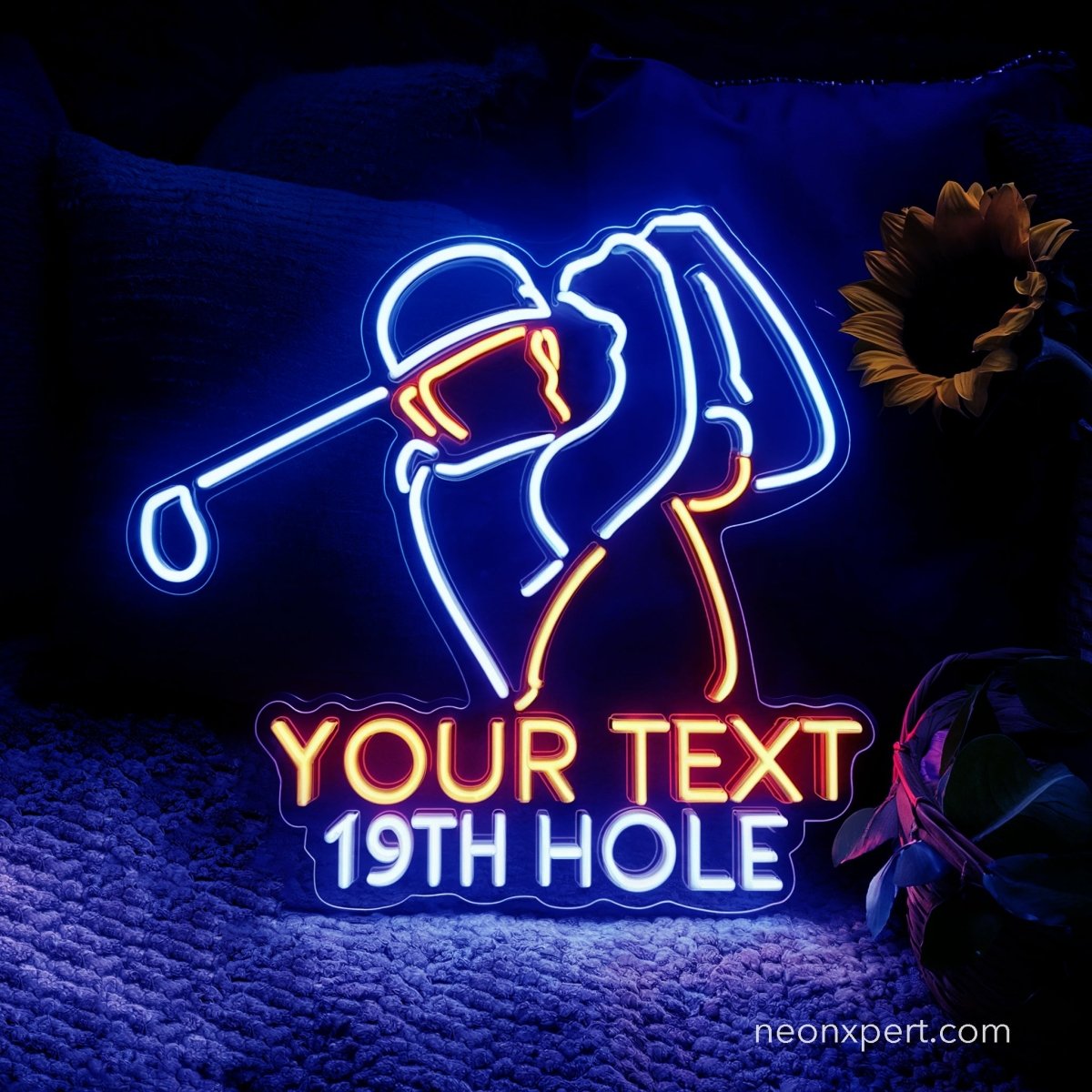 Custom 19th Hole Golf Neon Sign | Personalized Golf Lovers Gift Decor - NeonXpert18 x 18 inRed