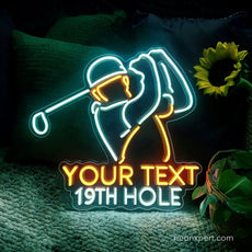 Custom 19th Hole Golf Neon Sign | Personalized Golf Lovers Gift Decor - NeonXpert18 x 18 inRed