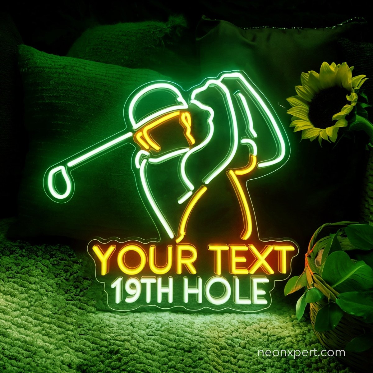 Custom 19th Hole Golf Neon Sign | Personalized Golf Lovers Gift Decor - NeonXpert18 x 18 inRed