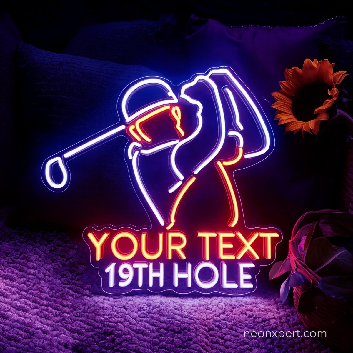 Custom 19th Hole Golf Neon Sign | Personalized Golf Lovers Gift Decor - NeonXpert18 x 18 inRed