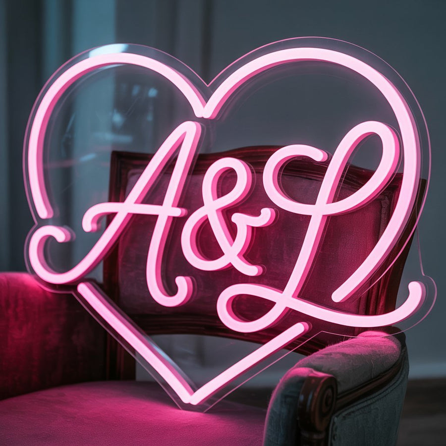 Custom Initials Neon Sign - Anniversary Gift - NeonXpert8 x 8 in (USB)White