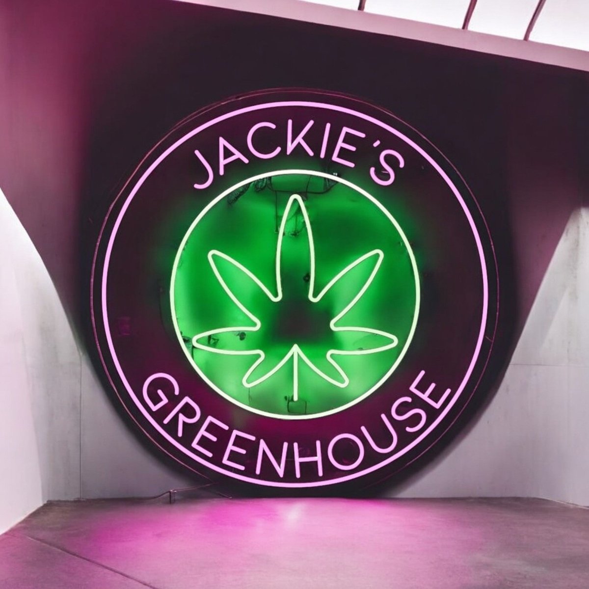 Custom Marijuana Leaf Neon Sign | Personalized Cannabis LED Light - NeonXpert18 x 18 inPink