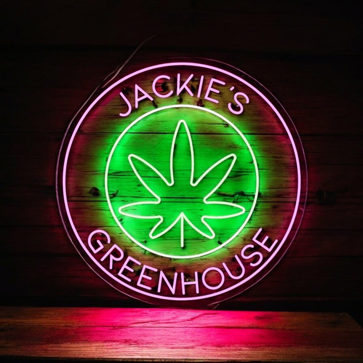 Custom Marijuana Leaf Neon Sign | Personalized Cannabis LED Light - NeonXpert18 x 18 inPink