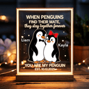 Custom Penguin LED Acrylic Plaque - NeonXpertWooden Base