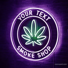 Custom Smoke Shop Signs LED Neon Light - NeonXpert18 x 18 inPurple