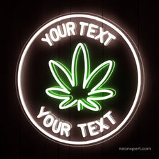 Custom Weed Neon Sign | Cannabis Dispensary & CBD Oil Signage LED Light - NeonXpert18 x 18 inWarm White