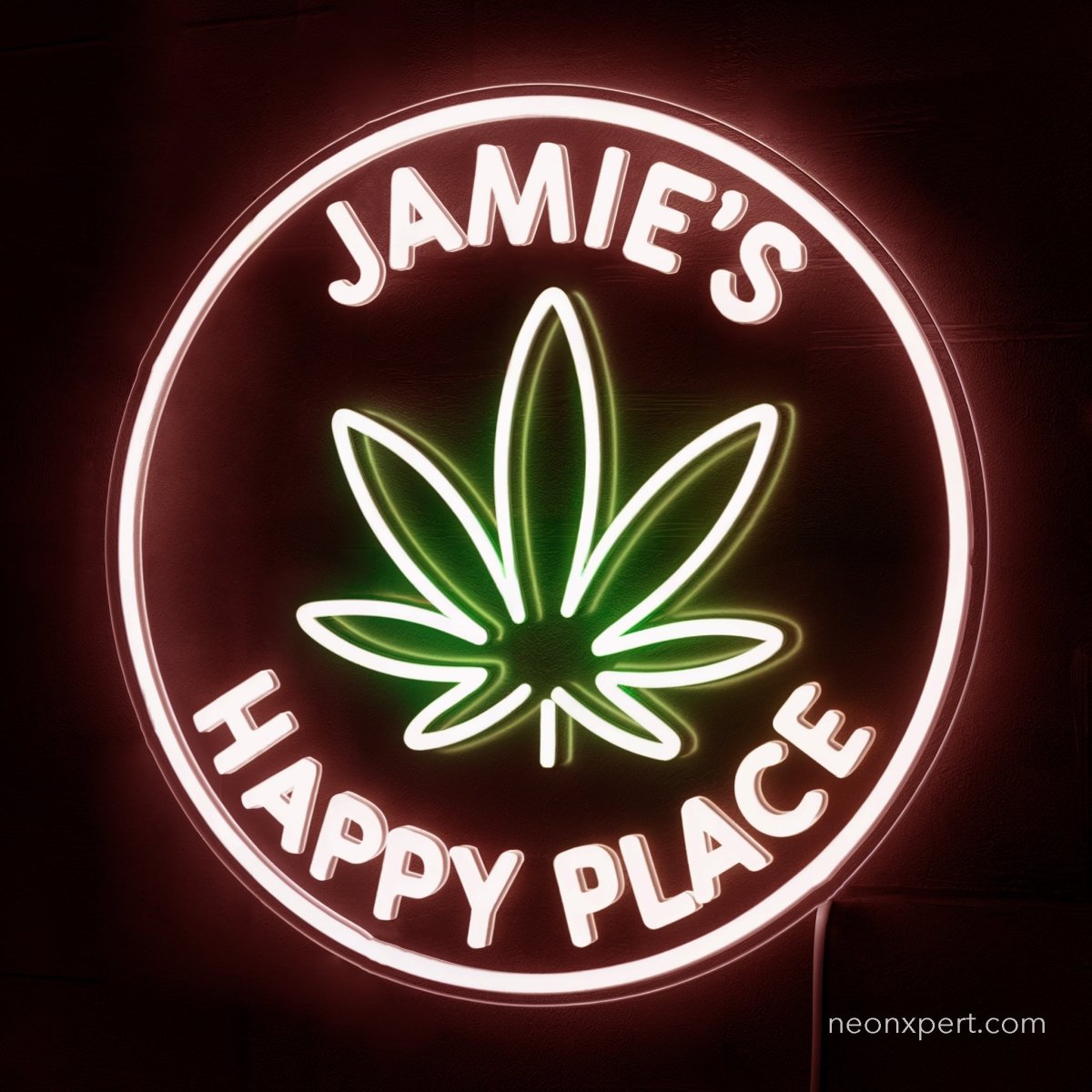 Custom Weed Neon Sign | Cannabis Dispensary & CBD Oil Signage LED Light - NeonXpert18 x 18 inWarm White