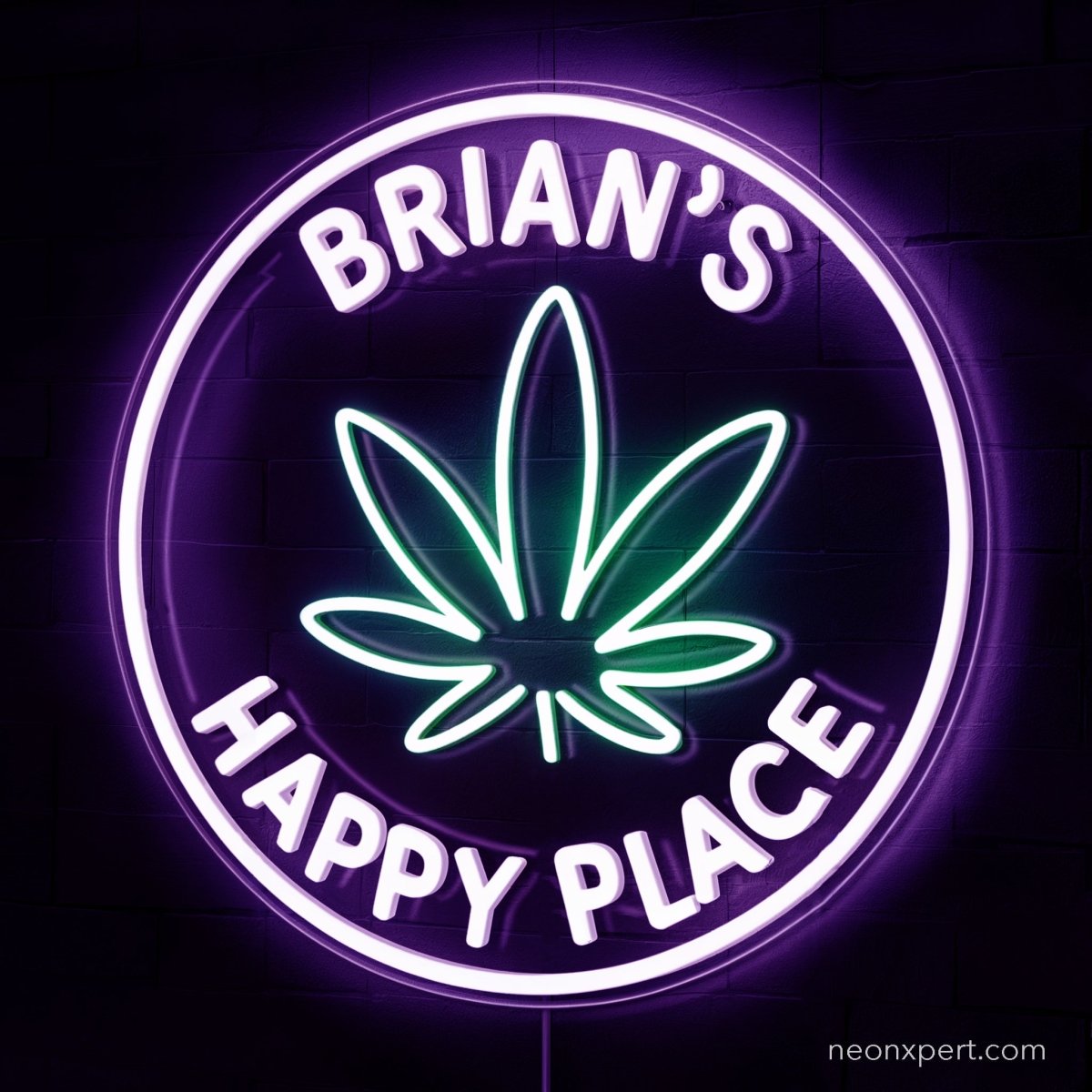 Custom Weed Neon Sign For Man Cave - Happy Place LED Light - NeonXpert