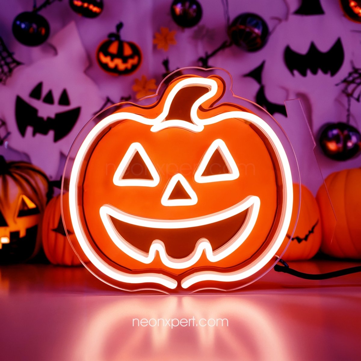 Hallowee Jack-O'-Lantern Orange and Purple good LED Neon Novelty Silhouette Light -