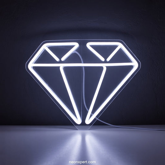 Diamond Neon Light LED Neon Sign Decor - NeonXpertSmallWhite