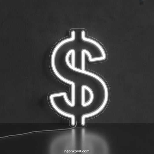 Dollar Sign Neon Light LED Neon Sign - NeonXpertSmallWhite