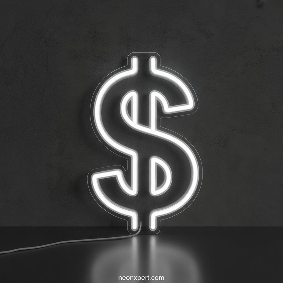 Dollar Sign Neon Light LED Neon Sign - NeonXpertSmallWhite