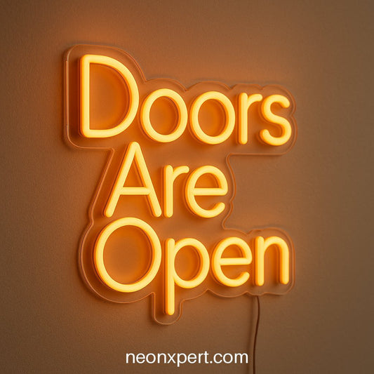 Doors Are Open | LED Neon Sign for Storefronts - NeonXpertSmallWhite