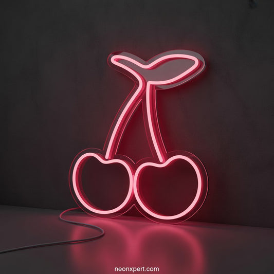 Double Cherry Wall Light Neon Sign Decor - NeonXpertSmallWhite