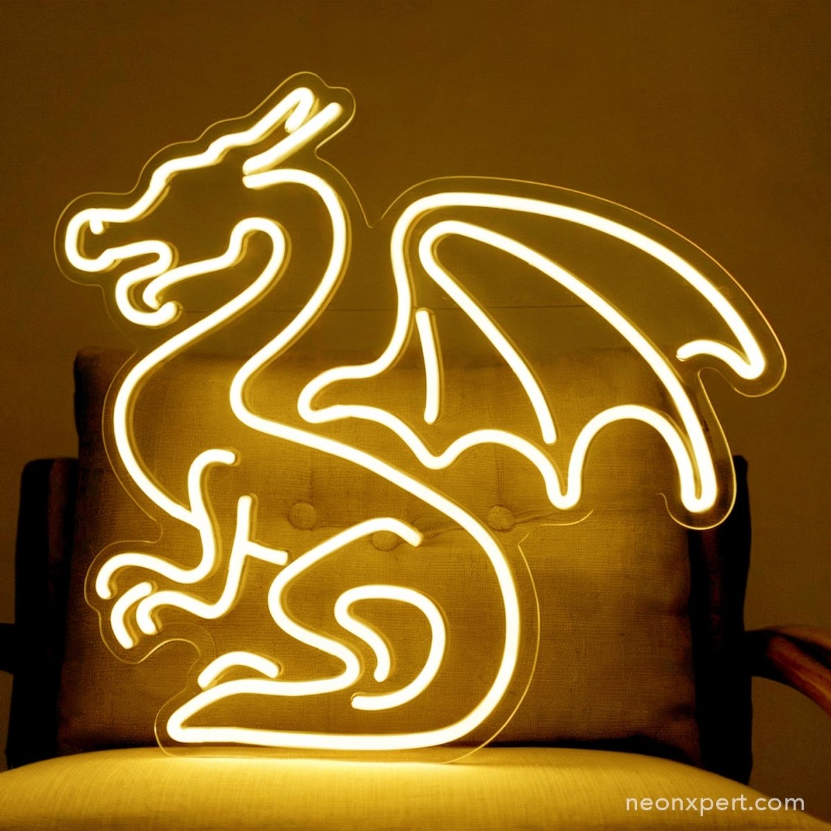 Dragon Neon Sign | Striking LED Light Dragon Decor - NeonXpert16 x 16 inYellow