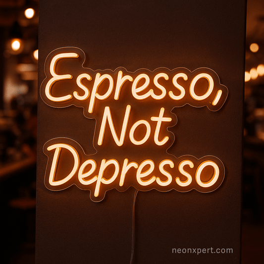 Espresso, Not Depresso - Funny Coffee Decor LED Neon Sign - NeonXpert18 x 16 inHot Pink