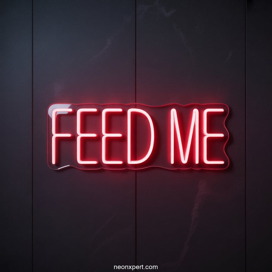 Feed Me Neon Light for Restaurant Decor - NeonXpertSmallWhite