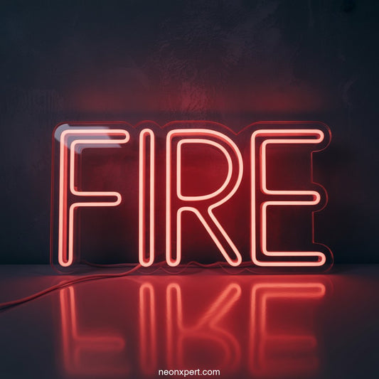 Fire Neon Sign LED Neon Art Glowing Light - NeonXpertSmallWhite
